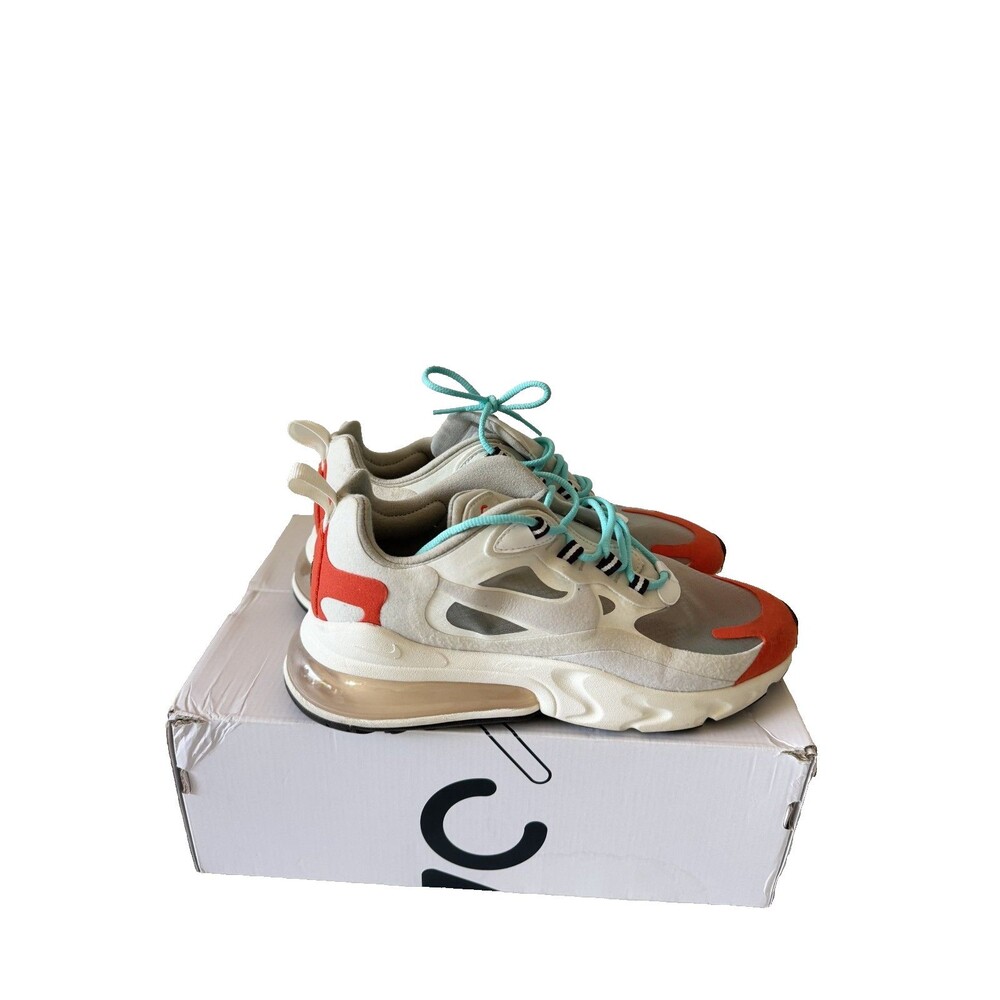 Nike Air Max 270 React Mid-Century Mens Size 8 White Orange Sneakers